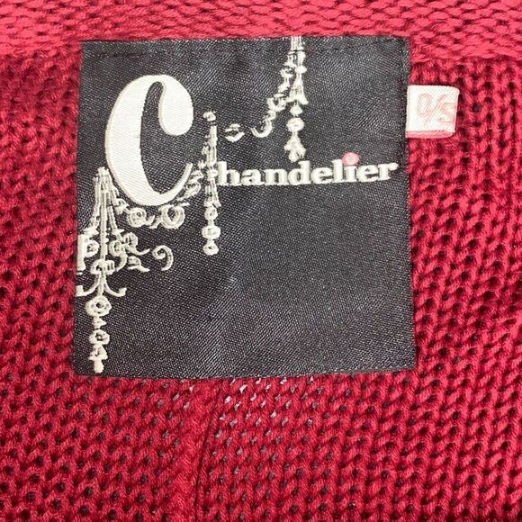 LF Chandelier Red Sweater beaded skull cut out O/S - Picture 6 of 8